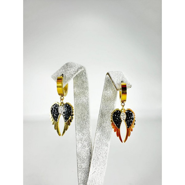 Gold Melek Kanat Detaylı Küpe